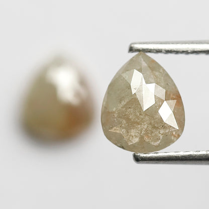 Pear Pair 2.06 Ct Natural Grayish Light Green Rustic Diamonds | 7.50 mm Loose Earrings Stones