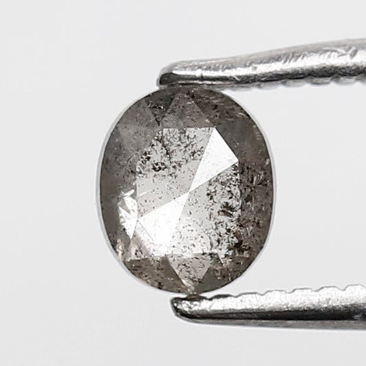 0.43 CT 5 MM Oval Salt and Pepper Diamond Natural Loose Oval Cut Gray Black Color Diamond