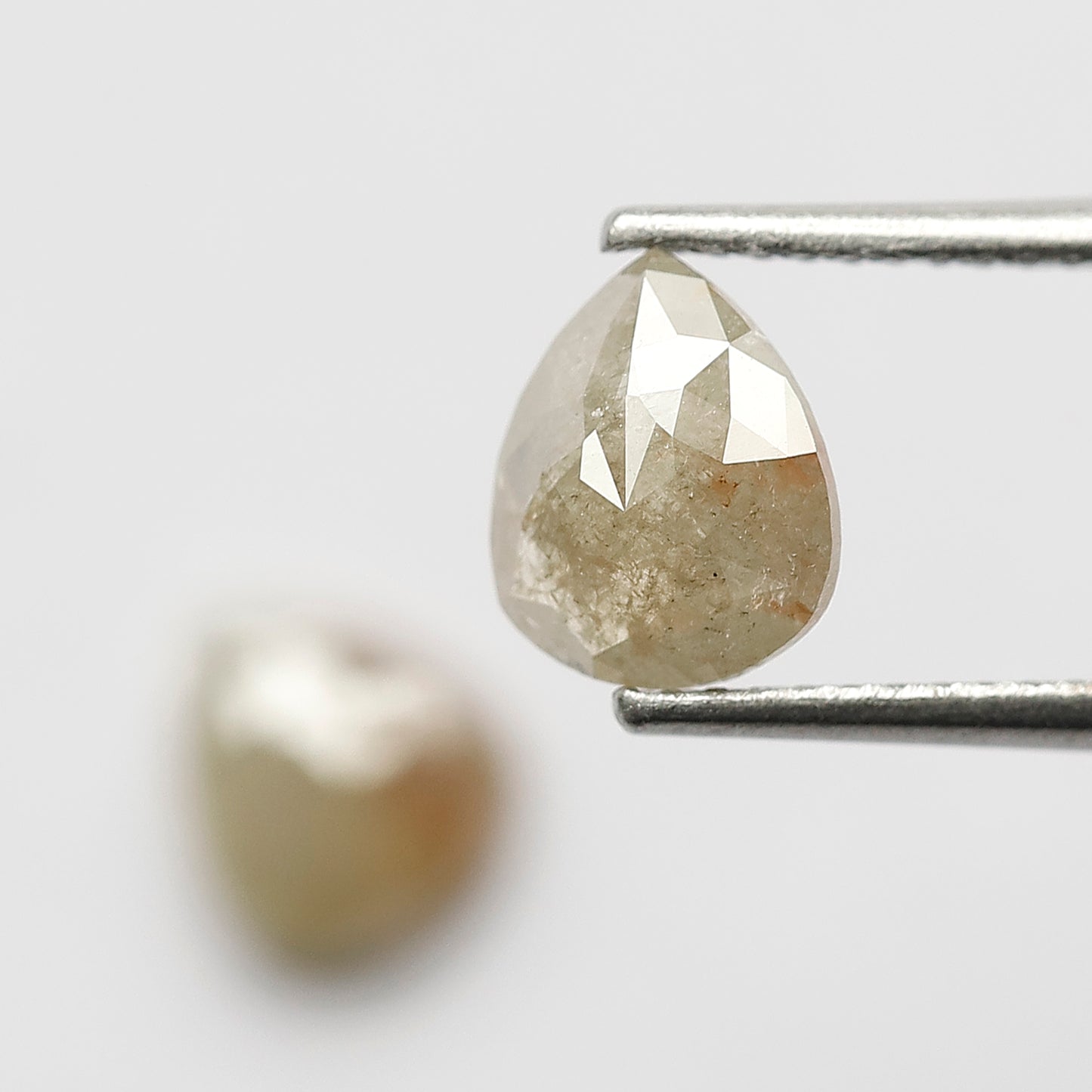 Pear Pair 2.06 Ct Natural Grayish Light Green Rustic Diamonds | 7.50 mm Loose Earrings Stones