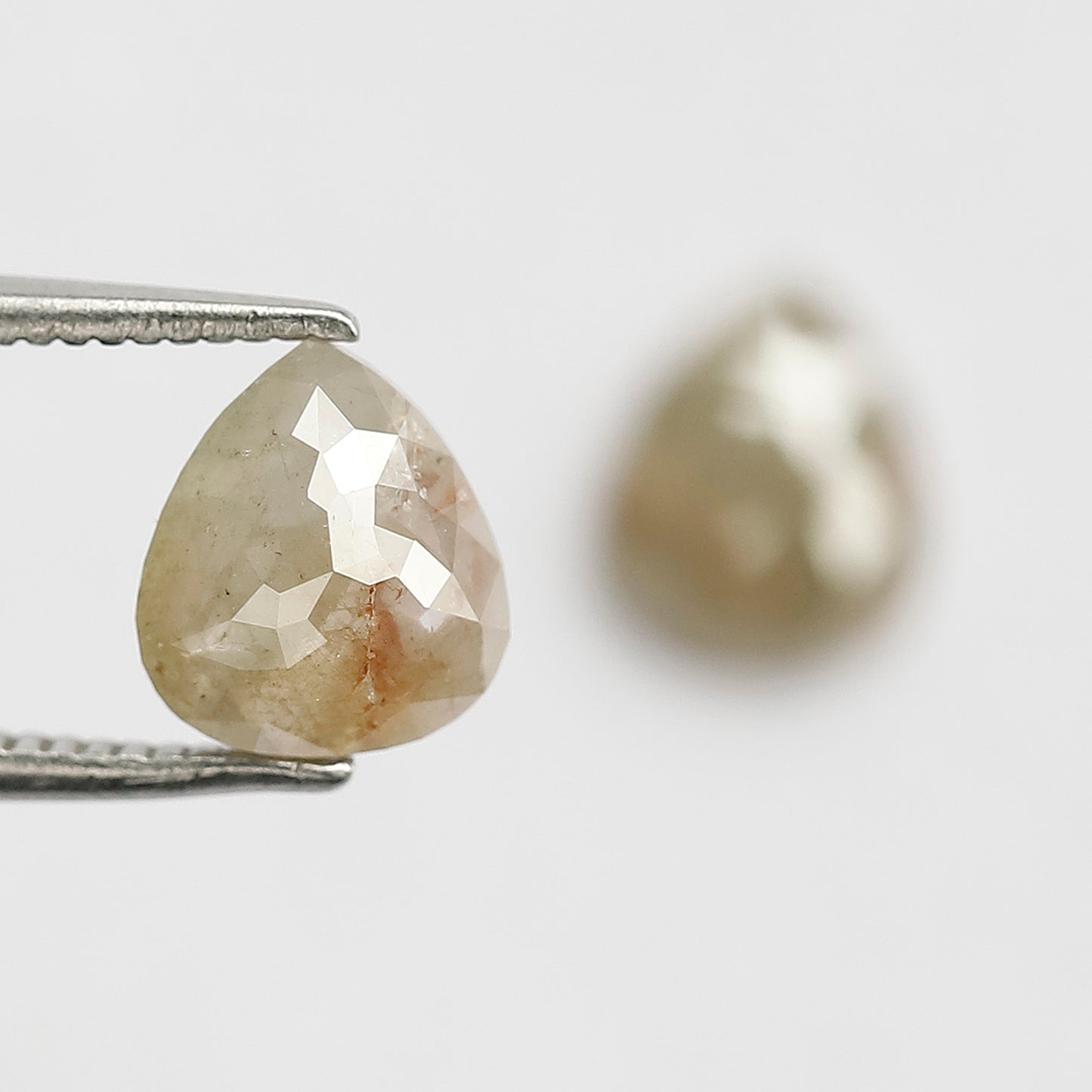 Pear Pair 2.06 Ct Natural Grayish Light Green Rustic Diamonds | 7.50 mm Loose Earrings Stones