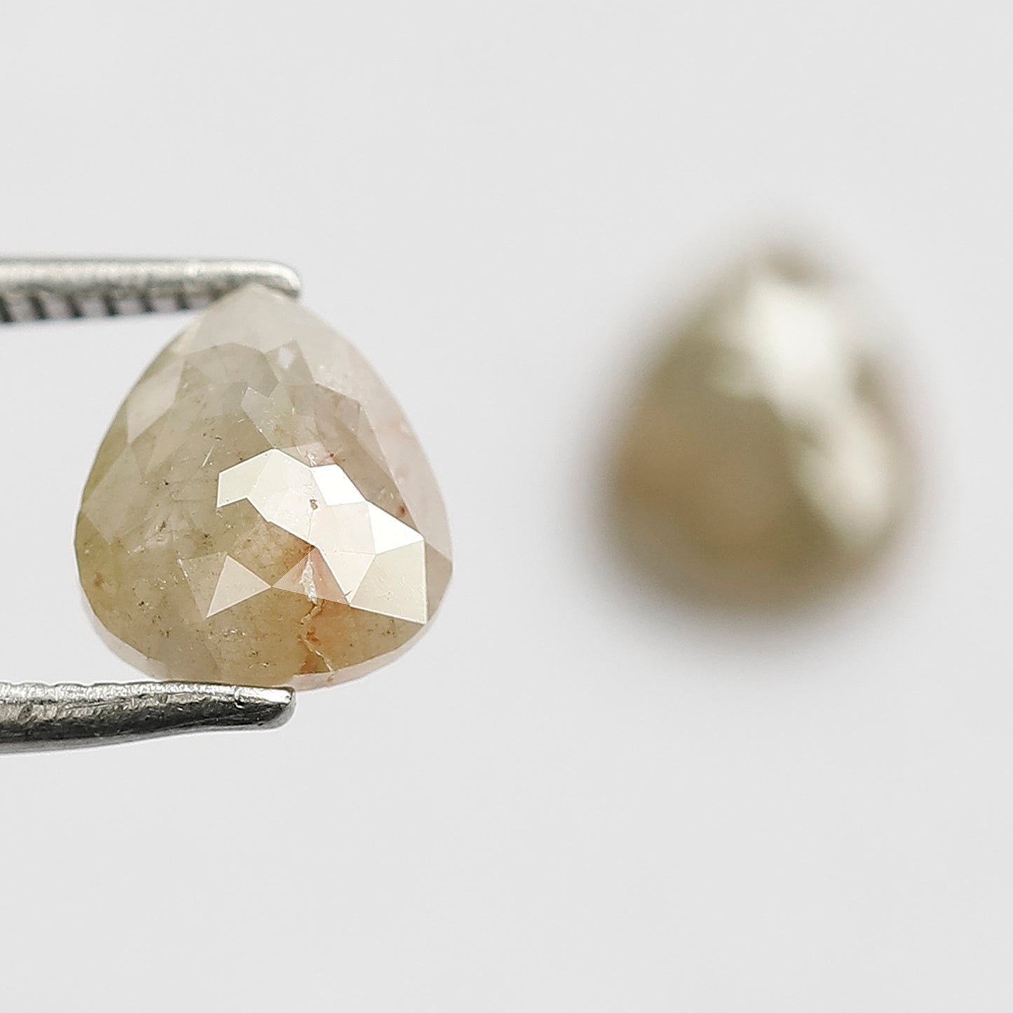 Pear Pair 2.06 Ct Natural Grayish Light Green Rustic Diamonds | 7.50 mm Loose Earrings Stones