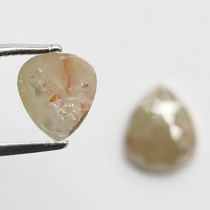 Pear Pair 2.06 Ct Natural Grayish Light Green Rustic Diamonds | 7.50 mm Loose Earrings Stones