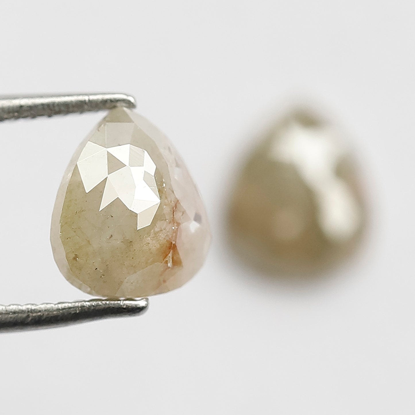 Pear Pair 2.06 Ct Natural Grayish Light Green Rustic Diamonds | 7.50 mm Loose Earrings Stones