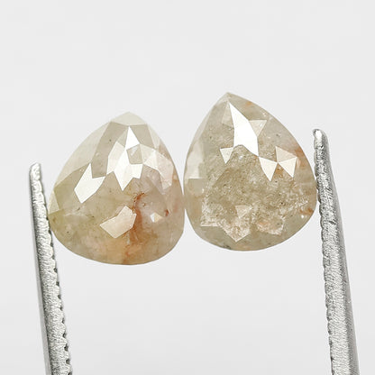 Pear Pair 2.06 Ct Natural Grayish Light Green Rustic Diamonds | 7.50 mm Loose Earrings Stones