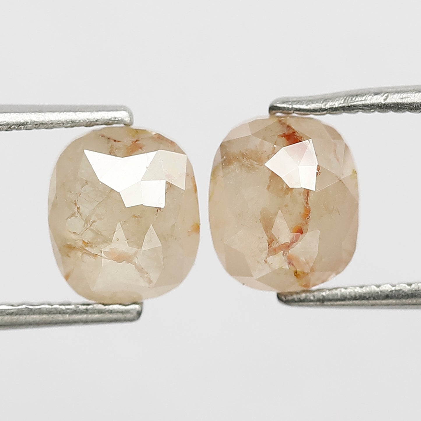 2.34 Ct Oval Rustic Diamond Pair | Natural Yellowish Red Translucent Loose Diamonds for Jewelry