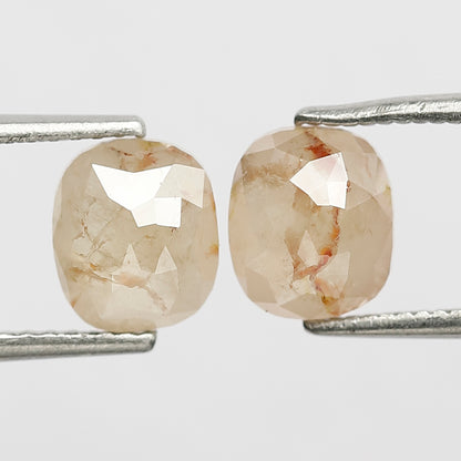 2.34 Ct Oval Rustic Diamond Pair | Natural Yellowish Red Translucent Loose Diamonds for Jewelry