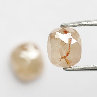 2.34 Ct Oval Rustic Diamond Pair | Natural Yellowish Red Translucent Loose Diamonds for Jewelry