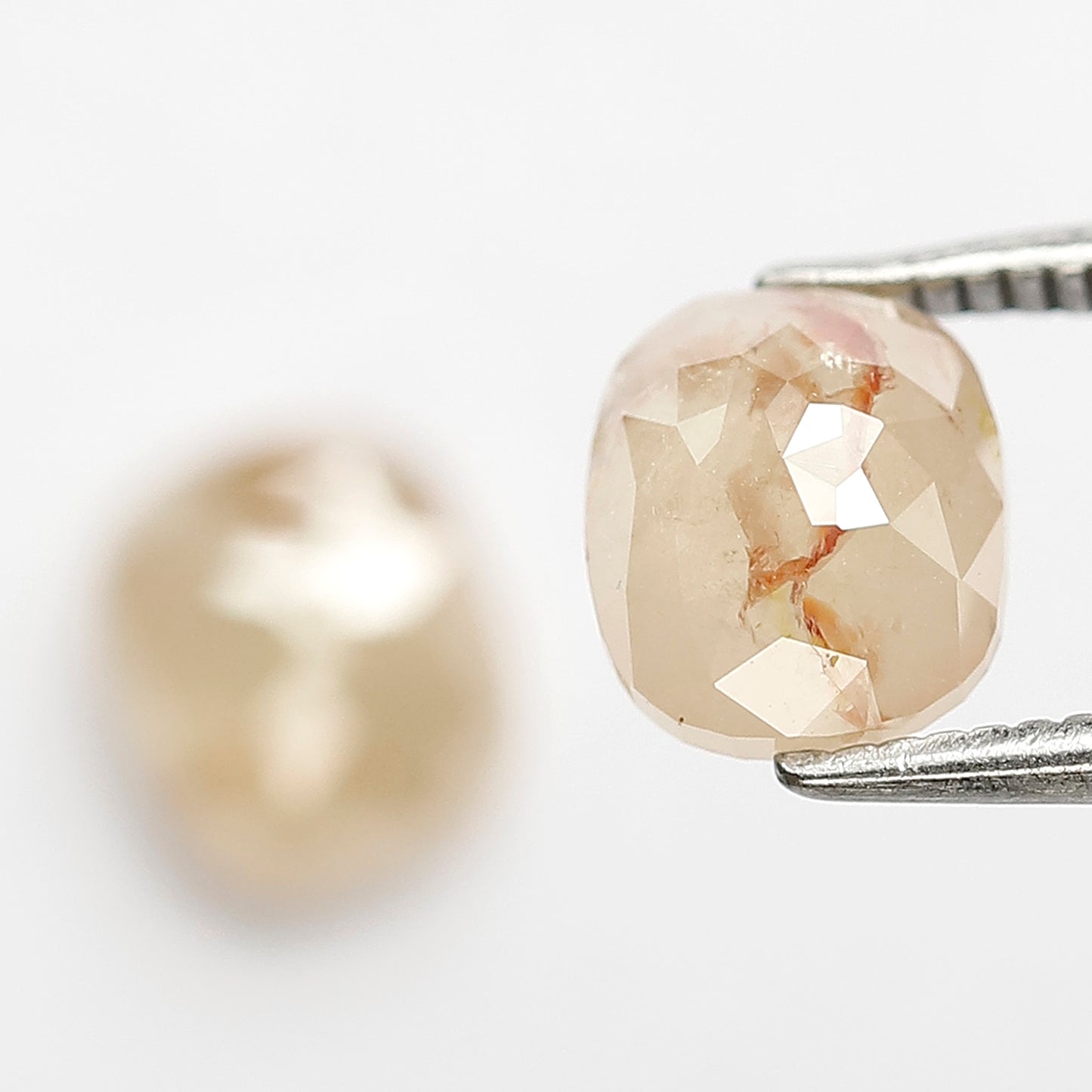 2.34 Ct Oval Rustic Diamond Pair | Natural Yellowish Red Translucent Loose Diamonds for Jewelry