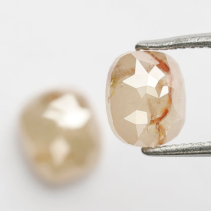 2.34 Ct Oval Rustic Diamond Pair | Natural Yellowish Red Translucent Loose Diamonds for Jewelry