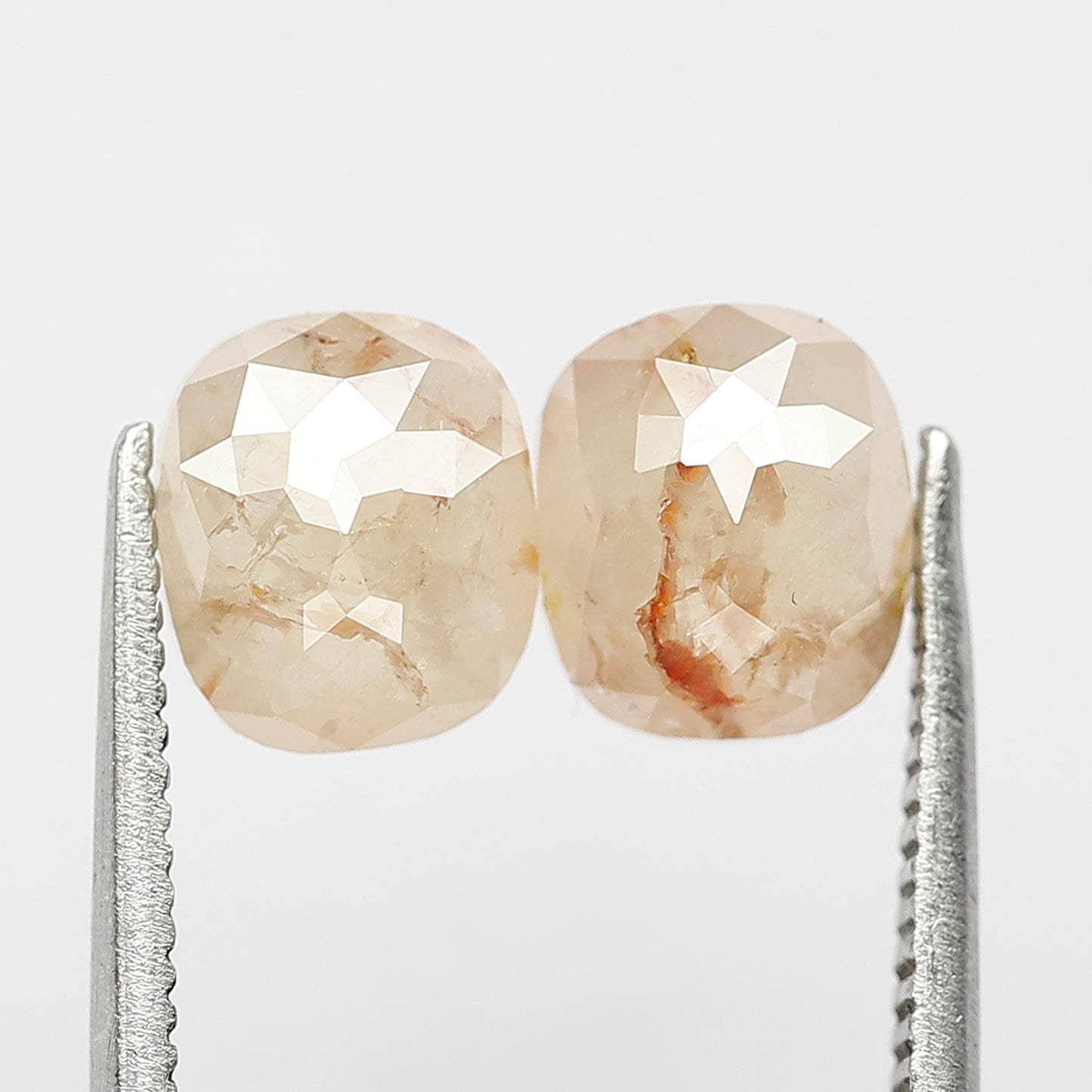 2.34 Ct Oval Rustic Diamond Pair | Natural Yellowish Red Translucent Loose Diamonds for Jewelry