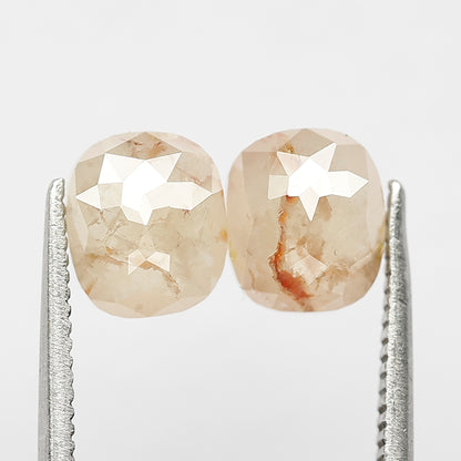 2.34 Ct Oval Rustic Diamond Pair | Natural Yellowish Red Translucent Loose Diamonds for Jewelry