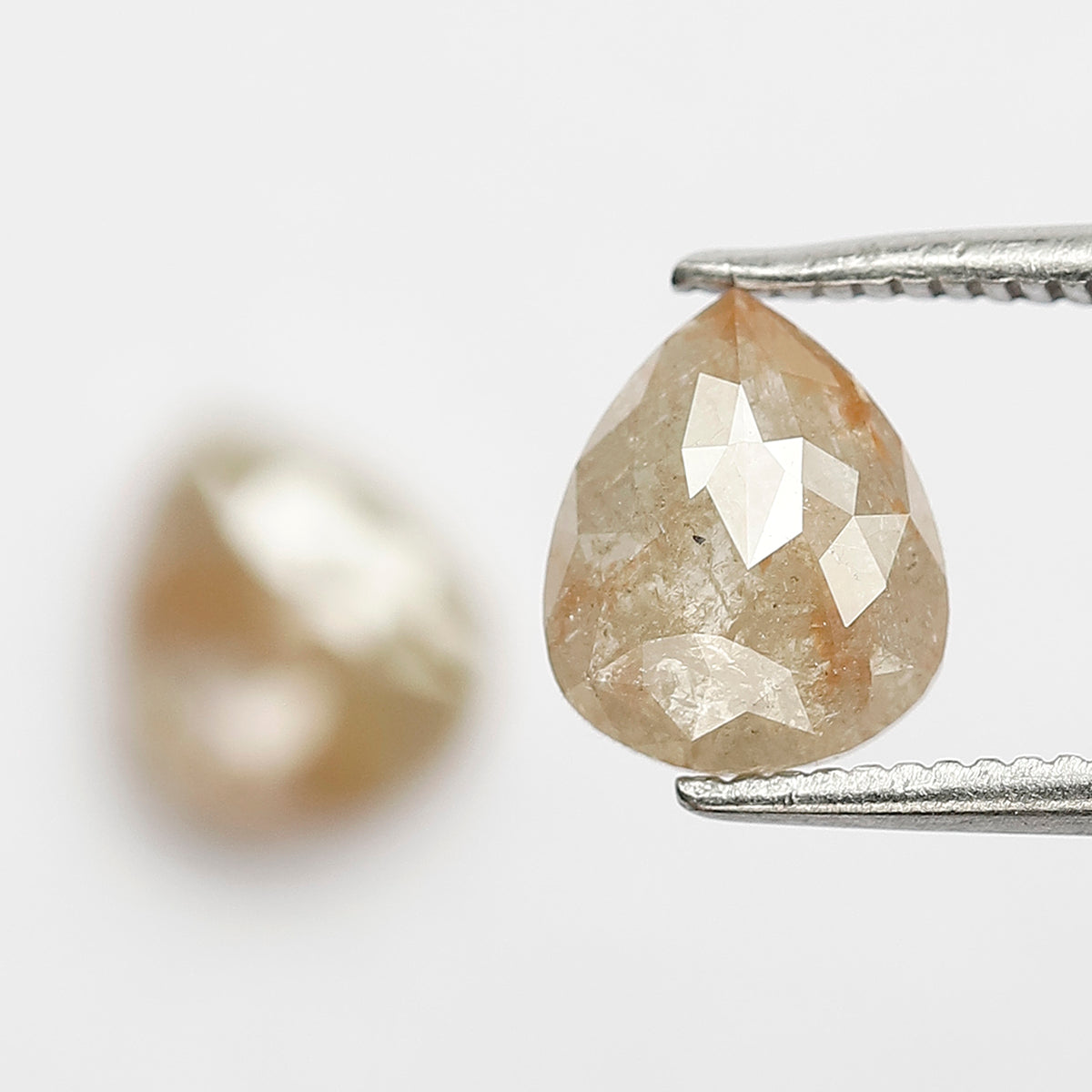 Pair Of Pear Shape 2.05 CT Loose Diamonds, 7.50 x 6.50 MM Natural Light Greenish Gray Conflict Free Diamonds For Earrings