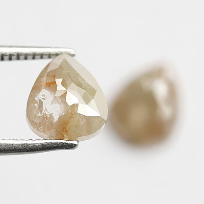 Pair Of Pear Shape 2.05 CT Loose Diamonds, 7.50 x 6.50 MM Natural Light Greenish Gray Conflict Free Diamonds For Earrings