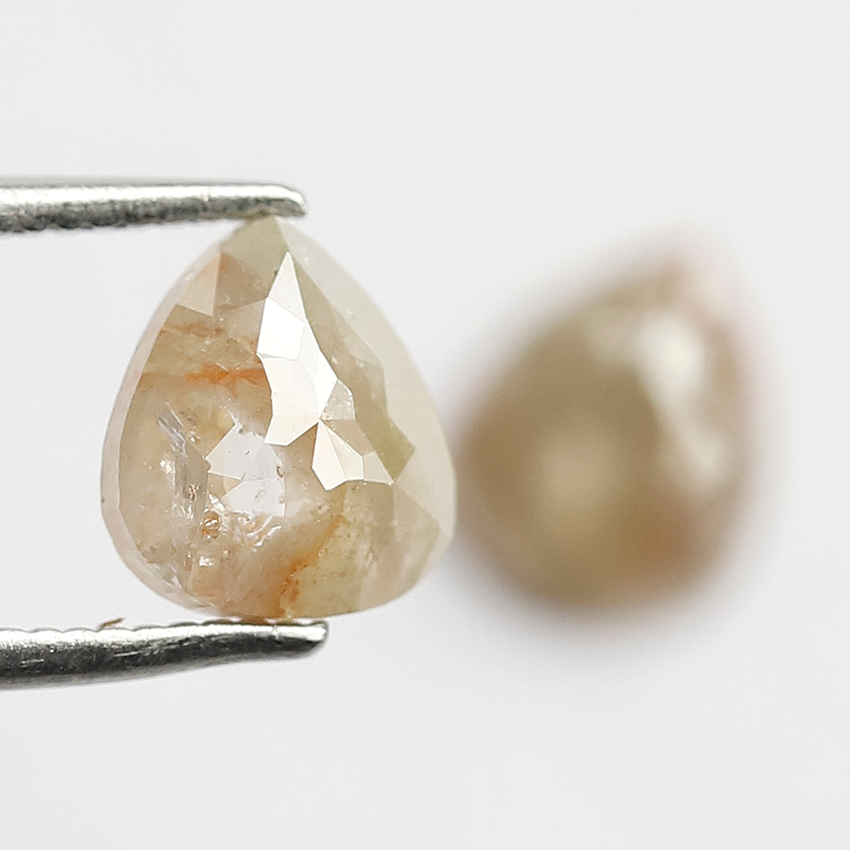Pair Of Pear Shape 2.05 CT Loose Diamonds, 7.50 x 6.50 MM Natural Light Greenish Gray Conflict Free Diamonds For Earrings