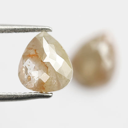 Pair Of Pear Shape 2.05 CT Loose Diamonds, 7.50 x 6.50 MM Natural Light Greenish Gray Conflict Free Diamonds For Earrings