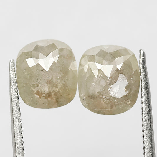 2.75 Ct Cushion Pair Grayish Yellow Diamonds | Natural Ethically Sourced Loose Stones