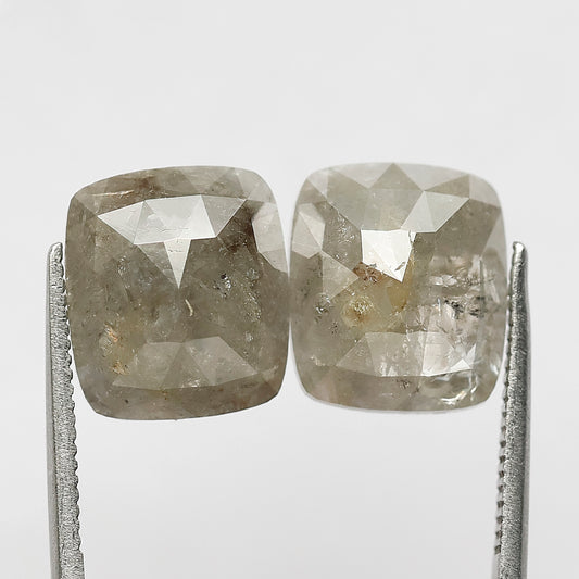 7.65 CT Pair Of Emerald Shape Loose Diamonds, Natural 10.70 MM Loose Gray Black Diamonds
