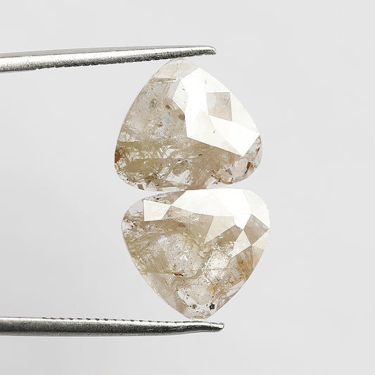 3.64 Ct Pear Shape Translucent Diamonds | Natural Grayish Yellow Conflict Free Pair for Jewelry