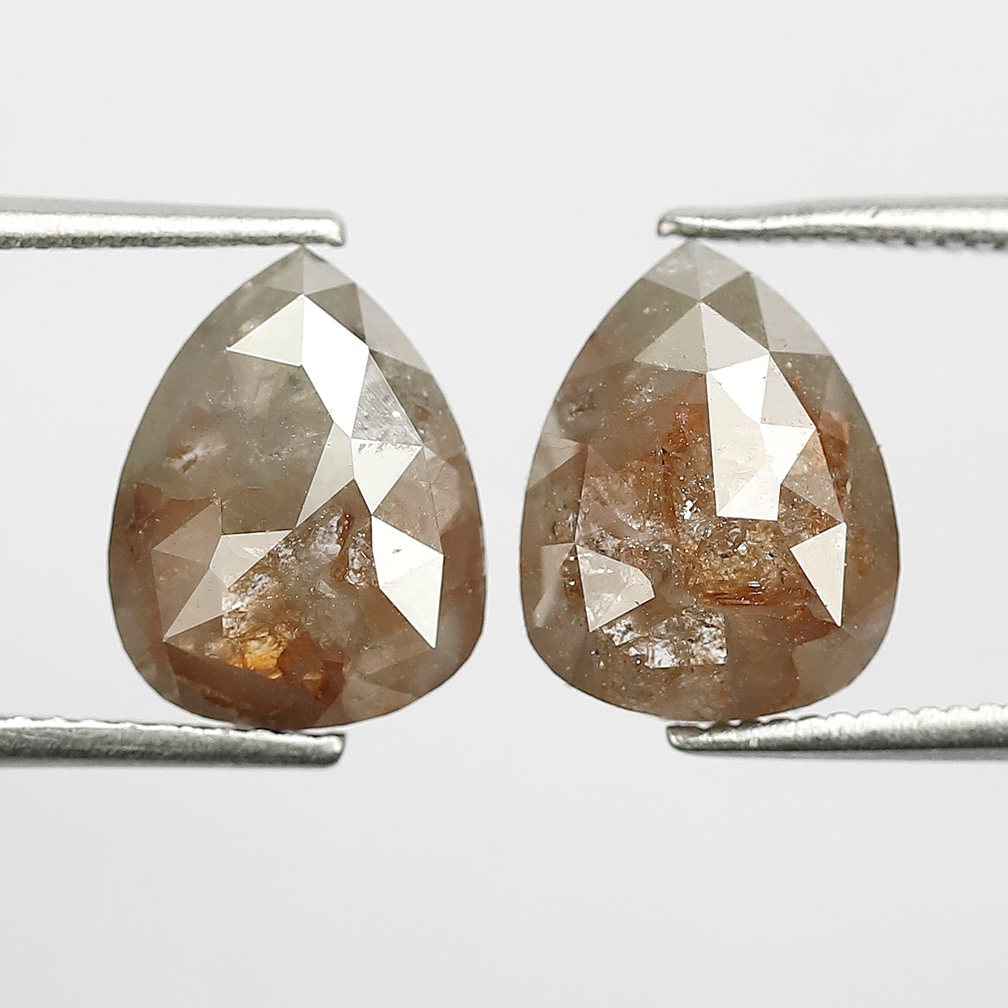 5.00 Ct Pear Shape Grayish Red Rustic Diamonds | Conflict Free Loose Jewelry Pair