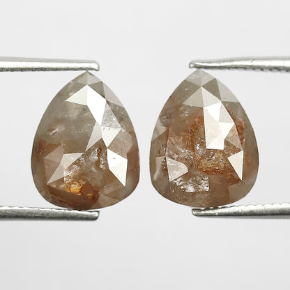 5.00 Ct Pear Shape Grayish Red Rustic Diamonds | Conflict Free Loose Jewelry Pair
