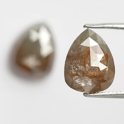 5.00 Ct Pear Shape Grayish Red Rustic Diamonds | Conflict Free Loose Jewelry Pair