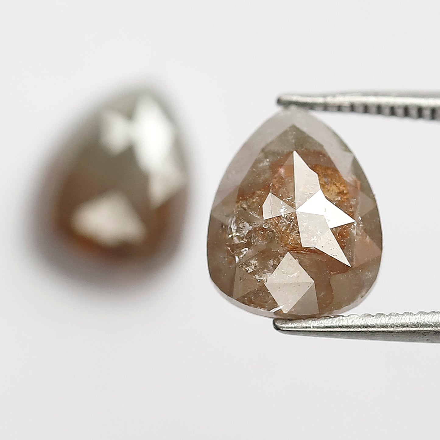 5.00 Ct Pear Shape Grayish Red Rustic Diamonds | Conflict Free Loose Jewelry Pair