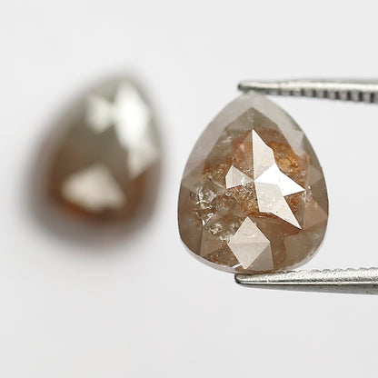 5.00 Ct Pear Shape Grayish Red Rustic Diamonds | Conflict Free Loose Jewelry Pair