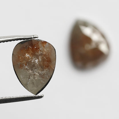 5.00 Ct Pear Shape Grayish Red Rustic Diamonds | Conflict Free Loose Jewelry Pair