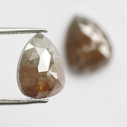 5.00 Ct Pear Shape Grayish Red Rustic Diamonds | Conflict Free Loose Jewelry Pair