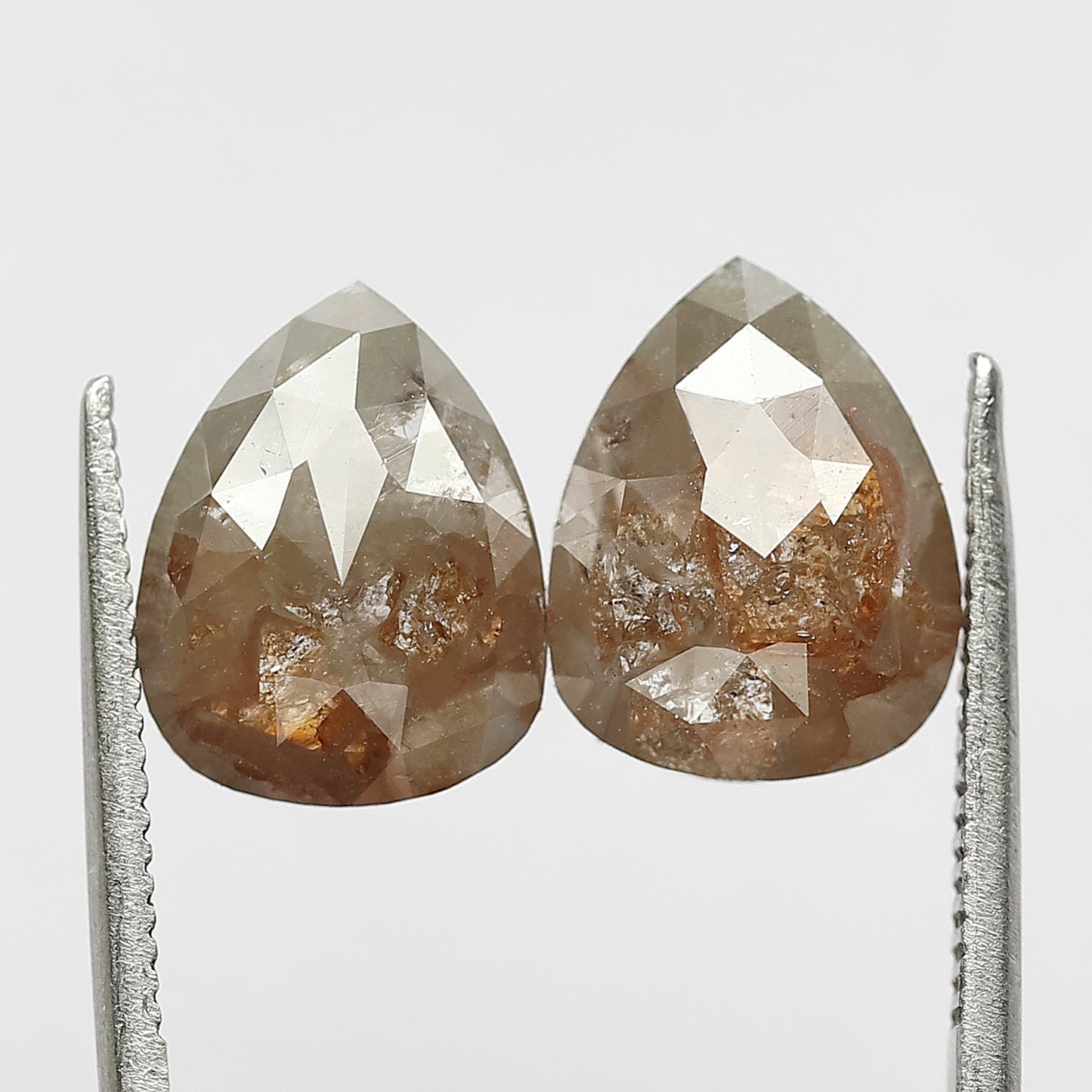 5.00 Ct Pear Shape Grayish Red Rustic Diamonds | Conflict Free Loose Jewelry Pair