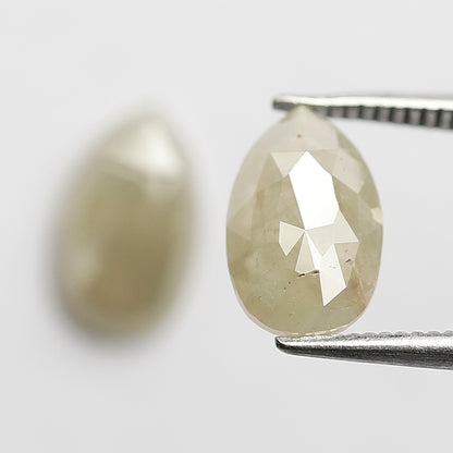 2.86 CT Pear Shape Diamond Pair, Natural Yellowish Loose Rustic Diamonds For Earrings