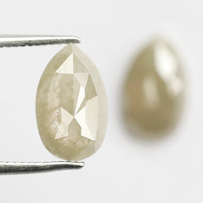 2.86 CT Pear Shape Diamond Pair, Natural Yellowish Loose Rustic Diamonds For Earrings
