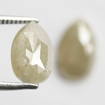 2.86 CT Pear Shape Diamond Pair, Natural Yellowish Loose Rustic Diamonds For Earrings