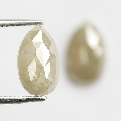 2.86 CT Pear Shape Diamond Pair, Natural Yellowish Loose Rustic Diamonds For Earrings
