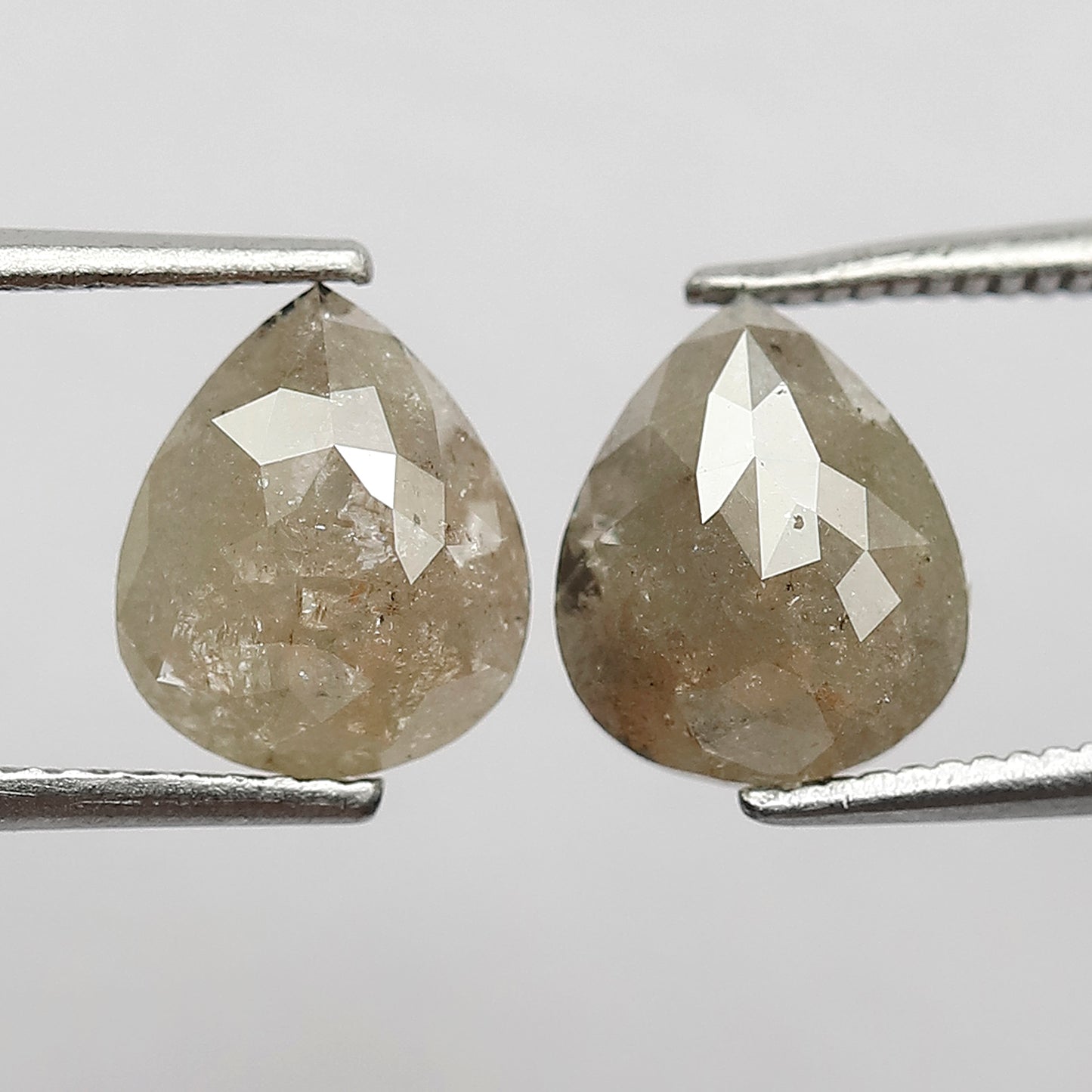 Pear Shape Pair 2.90 Ct Natural Grayish Yellow Rustic Diamonds | Loose Wedding Jewelry Stones