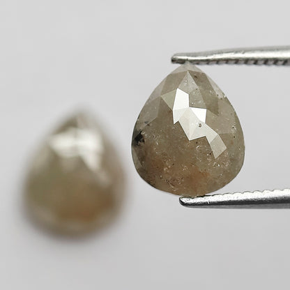 Pear Shape Pair 2.90 Ct Natural Grayish Yellow Rustic Diamonds | Loose Wedding Jewelry Stones