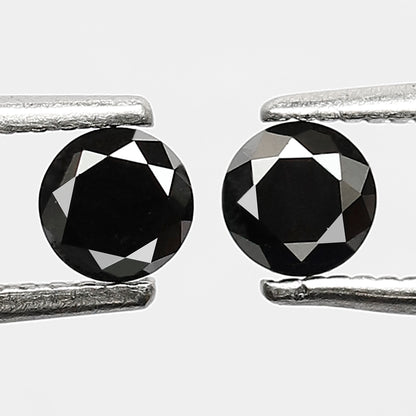 0.62 CT Twin Pair Of Heated Black 4.1 MM Full Cut Pointed Round Brilliant Cut Loose Diamond Perfect For Making Stud Handmade Earrings