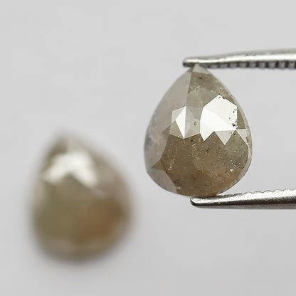 Pear Shape Pair 2.90 Ct Natural Grayish Yellow Rustic Diamonds | Loose Wedding Jewelry Stones
