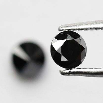 0.62 CT Twin Pair Of Heated Black 4.1 MM Full Cut Pointed Round Brilliant Cut Loose Diamond Perfect For Making Stud Handmade Earrings