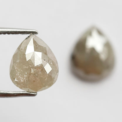Pear Shape Pair 2.90 Ct Natural Grayish Yellow Rustic Diamonds | Loose Wedding Jewelry Stones