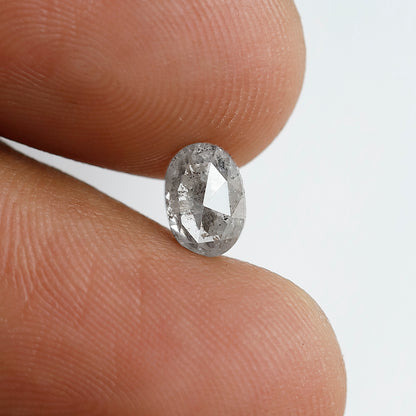 0.73 CT 6.50 MM Oval Salt and Pepper Diamond Gray Black Color Natural Loose Diamond