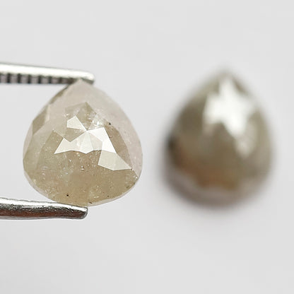 Pear Shape Pair 2.90 Ct Natural Grayish Yellow Rustic Diamonds | Loose Wedding Jewelry Stones
