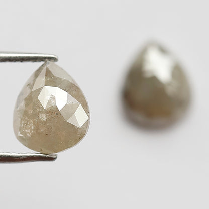 Pear Shape Pair 2.90 Ct Natural Grayish Yellow Rustic Diamonds | Loose Wedding Jewelry Stones