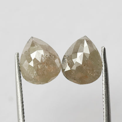 Pear Shape Pair 2.90 Ct Natural Grayish Yellow Rustic Diamonds | Loose Wedding Jewelry Stones