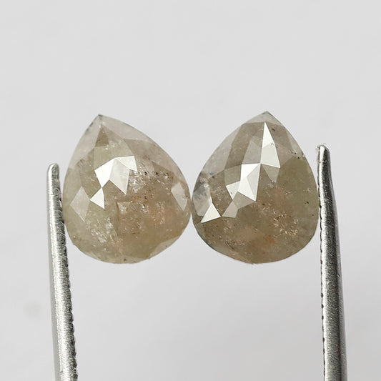 Pear Shape Pair 2.90 Ct Natural Grayish Yellow Rustic Diamonds | Loose Wedding Jewelry Stones