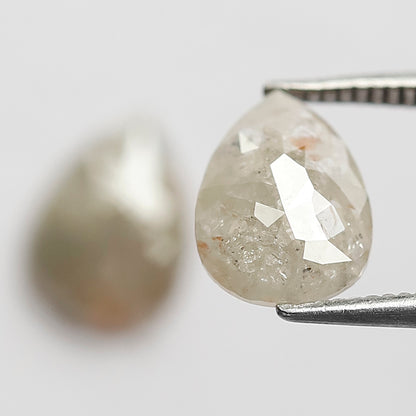 Natural 2.40 Ct Gray Black Pear Diamonds | Rustic Loose Pair for Wedding Jewelry