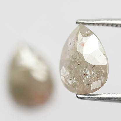 Natural 2.40 Ct Gray Black Pear Diamonds | Rustic Loose Pair for Wedding Jewelry