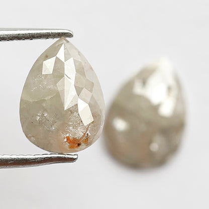 Natural 2.40 Ct Gray Black Pear Diamonds | Rustic Loose Pair for Wedding Jewelry