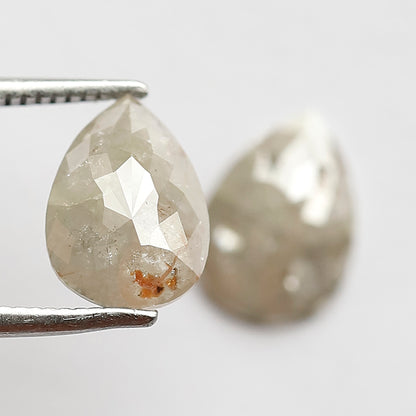 Natural 2.40 Ct Gray Black Pear Diamonds | Rustic Loose Pair for Wedding Jewelry