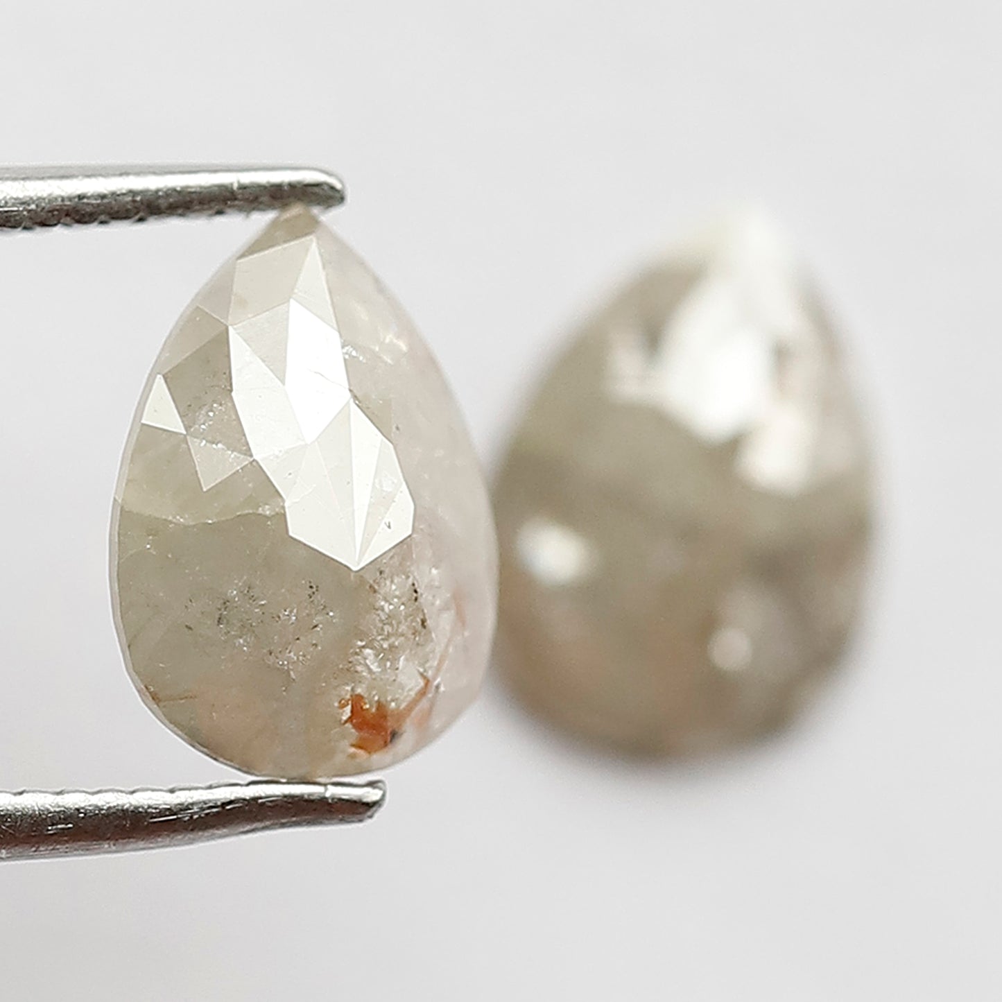 Natural 2.40 Ct Gray Black Pear Diamonds | Rustic Loose Pair for Wedding Jewelry